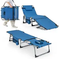 Costway Zonneligstoel met gezichtsopening,Ligbed，Ligstoel, opvouwbare ligstoel,Ligbed Tuin,Ligstoelen