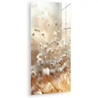 MuchoWow Glasschilderij 80x160 cm - Schilderij acrylglas - Wilde - Bloemen - Wit - Foto op glas - Muurdecoratie woonkamer - Wanddecoratie slaapkamer - Schilderijen
