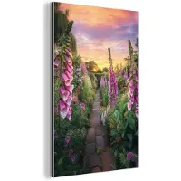 MuchoWow Aluminium schilderij 40x60 cm - Wanddecoratie metaal - Vingerhoedskruid - Bloemen - Tuin - Metalen muurdecoratie woonkamer - Decoratie industrieel - Foto op dibond - Industriële accessoires slaapkamer