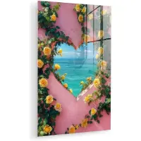 MuchoWow Glasschilderij 20x30 cm - Schilderij acrylglas - Hart - Zee - Muur - Foto op glas - Muurdecoratie woonkamer - Wanddecoratie slaapkamer - Schilderijen