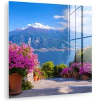 MuchoWow Glasschilderij 20x20 cm - Schilderij acrylglas - Lake Como - Italië - Landschap - Foto op glas - Muurdecoratie woonkamer - Wanddecoratie slaapkamer - Schilderijen