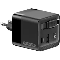Sitecom 65W GaN Oplader met Uittrekbare Kabel