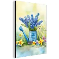 MuchoWow Aluminium schilderij 60x80 cm - Wanddecoratie metaal - Lavendelbloemen - Quote - Gieter - Metalen muurdecoratie woonkamer - Decoratie industrieel - Foto op dibond - Industriële accessoires slaapkamer