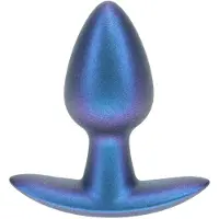 Ouch! Gladde Siliconen Buttplug 2.7 cm - Metallic Blauw