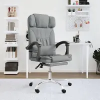 vidaXL Kantoelstoel met massagefunctie, lichtgrijs, stof - Massagekantoelstoel - Massagekantoelstoelen - Kantoelstoel met massagefunctie - Elektrische kantoelstoel