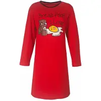 Temptation Dames Nachthemd - Bigshirt - Lange Mouw - Rood - Maat S