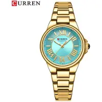 Curren - Horloge - Herenhorloge - Quartz - Turquoise Wijzerplaat - Gouden Band - 33mm - 9091