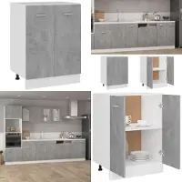 vidaXL Onderkast Lyon 60x46x81,5 cm bewerkt hout betongrijs - Onderkast - Onderkasten - Keukenkast - Keukenkasten