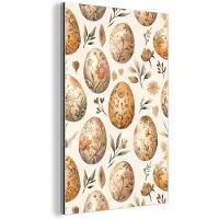 MuchoWow Aluminium schilderij 80x120 cm - Wanddecoratie metaal - Paaseieren - Bruin - Bloemen - Metalen muurdecoratie woonkamer - Decoratie industrieel - Foto op dibond - Industriële accessoires slaapkamer