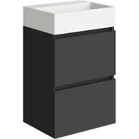 Xellanz Mini onderkast met 2 laden 45 cm mat zwart en wastafel keramiek glans wit