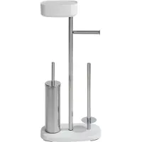 Wenko Toiletbutler Rivazza RVS wit – Toiletborstel met houder, Toiletrolhouder, Reserverolhouder en Opbergbox wit - Vrijstaand