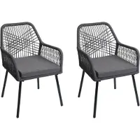 Mendler Set van 2 tuinstoelen -O12, buiten zitkussen aluminium rope weave Rope ~ antraciet, hoes donkergrijs