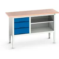 Bott Verso Verstelbare Werkbank | 1500x600x830-930mm | 3 Laden | 1 Schap | Multiplex | RAL 5010 - 16923012.11