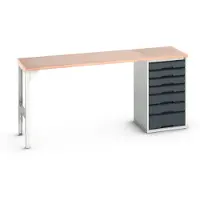 Bott Onderzetter verso, multiplexplaat, 7 laden, B 2000 x D 600 x H 930 mm, lichtgrijs / antracietgrijs