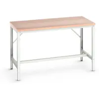 Bott verso werkbank - met kruisschoorset - B 1500 x D 800 x H 780 - 930 mm - draagvermogen tot 600 kg - werkbald in beuken multiplex - onderstel lichtgrijs RAL 7035