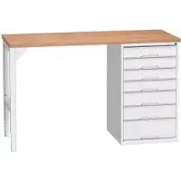 Bott Onderzetter verso, multiplex legbord, 7 laden, B 1500 x D 600 x H 930 mm, lichtgrijs