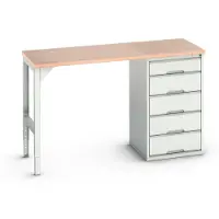 Bott Onderzetter verso, multiplex legbord, 5 laden, B 1500 x D 600 x H 930 mm, lichtgrijs