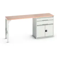 Bott Onderbouw verso, multiplex legbord, 2 laden, 1 deur, 1 legbord, B 2000 x D 600 x H 930 mm, lichtgrijs