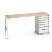 Bott Onderzetter verso, multiplexplaat, 7 laden, B 2000 x D 600 x H 930 mm, lichtgrijs