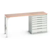 Bott Onderzetter verso, multiplexplaat, 7 laden, B 2000 x D 600 x H 930 mm, lichtgrijs