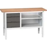 Bott Verso Verstelbare Werkbank | 1500x600x830-930mm | 3 Laden | 1 Schap | Multiplex | RAL 7016 - 16923012.19
