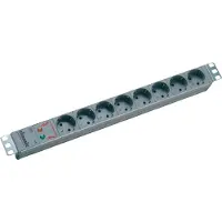 Bachmann 19-inch stekkerdoos, 8-voudig, met overstroombeveiliging, zonder schakelaar