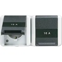 JUNG JG APWG WG 800 Schuko-stopcontact, 8220NAW, 2 voudig, met aarding, met tekst, grijs/anthraciet