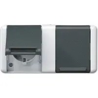 JUNG JG APWG WG 800 Schuko-stopcontact 8220-1W, 2 voudig, met afdekking, grijs/anthraciet