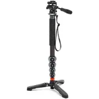 3 Legged Thing Legends Alana Monopod Metallic Slate Grey Kit with DOCZ2 Foot Stabilizer & AH Trinity Darkness, Matte Black