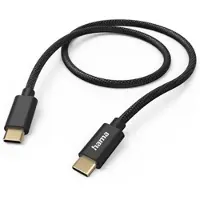 Hama Fabric USB-C naar USB-C kabel - Oplaadkabel geschikt voor Samsung / Android - Power Delivery - 3A USB2.0 - 480Mbps - 150cm - Zwart