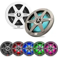 JBL Club Marine 8" (200 mm) - Autospeakers - 2-weg Full Range Speakers - 150W RMS / 450 Piek - 7 LED Modes - Incl. Witte & Grijze Grill