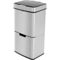 Hailo Öko Vario XL 6560010 Afvalscheidingssysteem 50 l RVS, Kunststof (b x h x d) 420 x 785 x 315 mm Zilver Anti-vingerafdrukken, Met automatische deksel 1