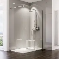 Schulte achterwand - Brio - hoogglans reflex grijs - 150x255 - zelf inkortbaar - wanddecoratie - muurdecoratie - badkamer wandpanelen - muurbekleding