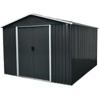 Pergart Metalen Tuinhuis Dresden Ii - Leisteen/wit - 301x238cm - Dubbele Deur