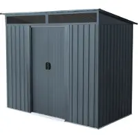 Pergart Metalen Tuinhuis Lüttich - Antraciet Mat - 238x132cm - Dubbele Deur - Met Lessenaarsdak