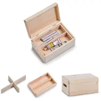 Zeller Houten opbergkist met deksel Zeller Present 3-delig 30 x 20 x 14 cm