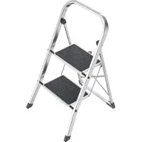Hailo K70 StandardLine opvouwbare treden, 2 treden, werkhoogte 2,47 m, veiligheidsbeugel & opvouwbare veiligheidspal, tot 150 kg, aluminium, zilver