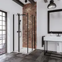 Schulte douchecabine - hoekinstap draaideuren - 90x90x192 - mat zwart - helder veiligheidsglas met antikalk