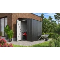 Globel Metalen Tuinhuis Lean To - Antraciet - 155x180cm - Enkele Deur - Met Lessenaarsdak