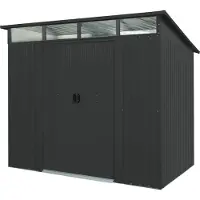 Pergart Metalen Tuinhuis Lübeck - Antraciet Mat - 238x194cm - Dubbele Deur - Met Lessenaarsdak