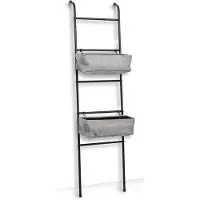 Zeller Ladderplank voor badkamer, 2 opbergmanden,