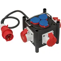 Brennenstuhl Compacte rubberen stroomverdeler / rubberen verdeler (1m kabel, 3x CEE 400V/16A, 3x 230V/16A, bouwplaatsgebruik en permanent gebruik buitenshuis, Made in Germany)