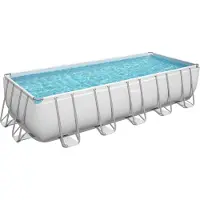 Bestway Power Steel Frame Zwembad, complete set met filterpomp, 640 x 274 x 132 cm, lichtgrijs, rechthoekig