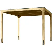 Karibu Leimholz paviljoen, houten tuinpaviljoen, tuinhuis, kubusvormig paviljoen, in natuurlijke staat, afmetingen: 320x320x239 cm