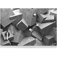 Zeller Memo tableau - - 11655 - Glas - Grijs - 60x40x2cm