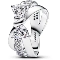 Pandora Sprankelende ring met strik en vervlochten banden Zilver Dames maat 58 193553C01-58