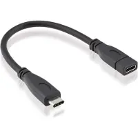 Roline USB 3.2 Gen 2 kabel, C-C, M/F, 4K UHD-1, 10Gbit/s, 100W, zwart, 0,15 m
