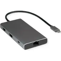 Value USB 2.0 Adapter [1x USB-C - 7x HDMI, USB-A, USB-C, DisplayPort, RJ45] USB Typ C Dockingstation, HDMI+DP 0.2 m