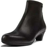 Camper Campervoor vrouwen. 46232-036 Leren enkellaarsjes Helena laag zwart (38), Leer, Plat, 3 tot 5 cm, Ritssluiting, Casual