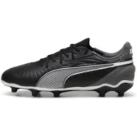 Puma King Match Gras / Kunstgras Voetbalschoenen (MG) Kids Zwart Wit Grijs